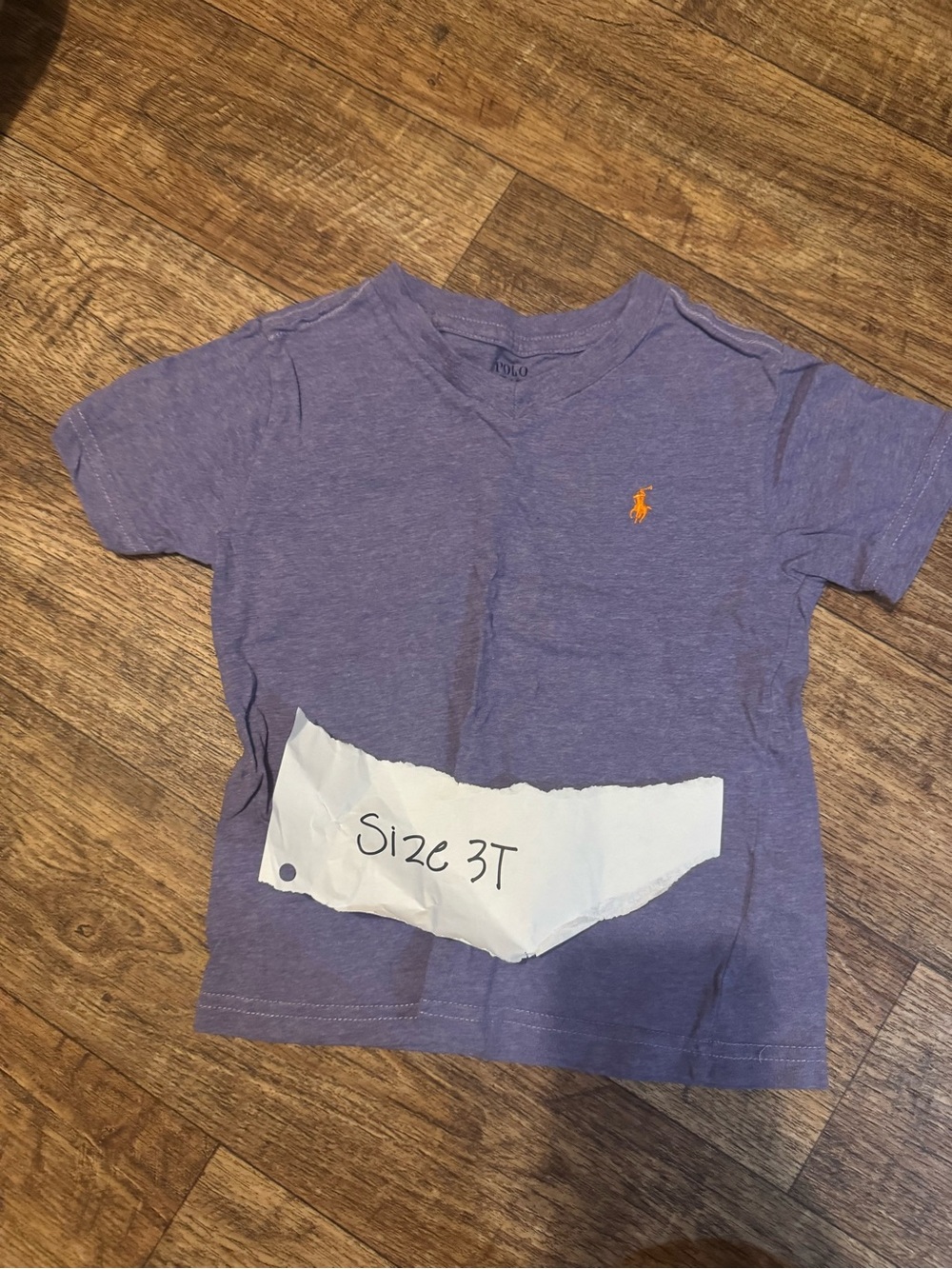Ralph Lauren Purple Short-Sleeve V-Neck Tee with Orange Pony